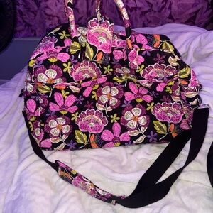 Vera Bradley Pink and Green Floral Travel Bag
